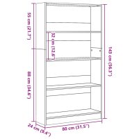 vidaXL Bokhylla rökfärgad ek 80x24x143 cm konstruerat trä - Bild 9