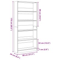 vidaXL Bokhylla vit 80x24x176 cm konstruerat trä - Bild 9