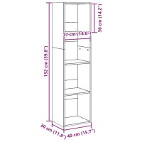 vidaXL Bokhylla vit 40x30x152 cm konstruerat trä - Bild 9