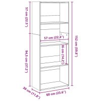 vidaXL Bokhylla vit 60x30x152 cm konstruerat trä - Bild 9