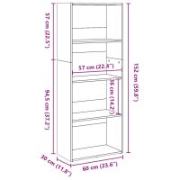 vidaXL Bokhylla svart 60x30x152 cm konstruerat trä - Bild 9