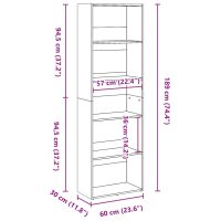 vidaXL Bokhylla vit 60x30x189 cm konstruerat trä - Bild 9