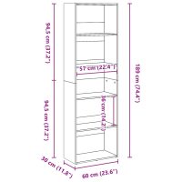 vidaXL Bokhylla sonoma-ek 60x30x189 cm konstruerat trä - Bild 9