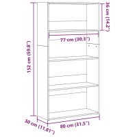 vidaXL Bokhylla vit 80x30x152 cm konstruerat trä - Bild 9