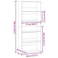 vidaXL Bokhylla vit 80x30x189 cm konstruerat trä - Bild 9