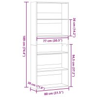 vidaXL Bokhylla svart 80x30x189 cm konstruerat trä - Bild 9