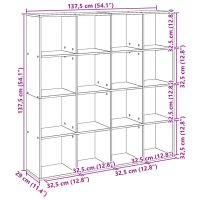 vidaXL Bokhylla vit 137,5x29x137,5 cm konstruerat trä - Bild 10