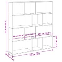 vidaXL Bokhylla rökfärgad ek 132x29x141,5 cm konstruerat trä - Bild 11