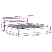 vidaXL Sängram utan madrass vaxbrun 200x200 cm massiv furu - Bild 12