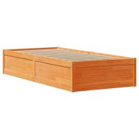 vidaXL Sängram utan madrass vaxbrun 75x190 cm massiv furu - Bild 5