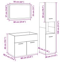 vidaXL Badrumsmöbler set 3 delar sonoma-ek konstruerat trä - Bild 12