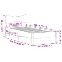 vidaXL Sängram utan madrass 90x200 cm massiv furu - Bild 11