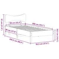 vidaXL Sängram utan madrass vaxad brun 90x200 cm massiv furu - Bild 11