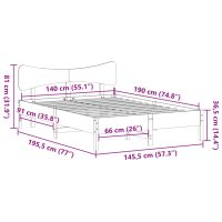 vidaXL Sängram utan madrass 140x190 cm massiv furu - Bild 11