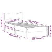 vidaXL Sängram utan madrass vaxbrun 75x190 cm massiv furu - Bild 11