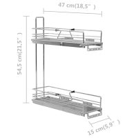 vidaXL Utdragbar inredning köksskåp 2 hyllor silver 47x15x54,5 cm - Bild 9