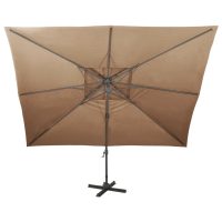 vidaXL Frihängande trädgårdsparasoll med ventilation taupe 400x300 cm - Bild 4