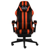 vidaXL Gamingstol med fotstöd svart och orange konstläder - Bild 2