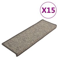 vidaXL Trappstegsmattor självhäftande 15 st 65x21x4 cm grå beige - Bild 2