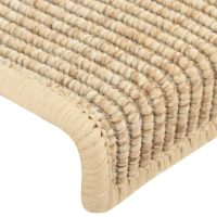 vidaXL Trappstegsmattor självhäftande sisal 15 st 65x21x4 cm ljusbeige - Bild 6