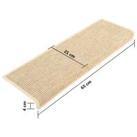 vidaXL Trappstegsmattor självhäftande sisal 15 st 65x21x4 cm ljusbeige - Bild 7