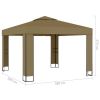 vidaXL Paviljong dubbla tak och ljusslinga LED 3x3x2,7 m taupe - Bild 8