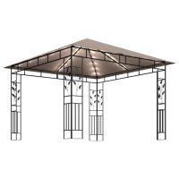 vidaXL Paviljong myggnät och ljusslinga LED 3x3x2,73 m taupe 180 g/m² - Bild 4