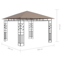 vidaXL Paviljong myggnät och ljusslinga LED 3x3x2,73 m taupe 180 g/m² - Bild 10