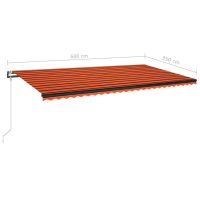 vidaXL Markis automatiskt infällbar 600x350 cm orange och brun - Bild 8