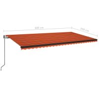 vidaXL Markis automatiskt infällbar 600x350 cm orange och brun - Bild 9