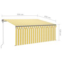 vidaXL Automatisk markis med rullgardin 3,5x2,5 m gul/vit - Bild 8