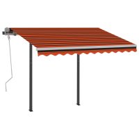 vidaXL Markis med stolpar automatisk infällbar 3,5x2,5 m orange/brun - Bild 3