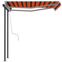 vidaXL Markis med stolpar automatisk infällbar 3,5x2,5 m orange/brun - Bild 6