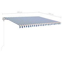 vidaXL Markis med stolpar automatisk infällbar 4x3,5 m blå och vit - Bild 11