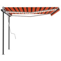 vidaXL Automatisk markis med vindsensor & LED 4x3,5 m orange/brun - Bild 5