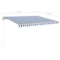 vidaXL Markis med stolpar automatisk infällbar 4,5x3,5 m blå och vit - Bild 11