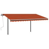 vidaXL Markis med stolpar automatisk infällbar 4,5x3,5 m orange/brun - Bild 2