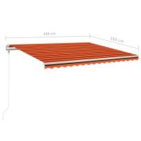 vidaXL Markis med stolpar automatisk infällbar 4,5x3,5 m orange/brun - Bild 11