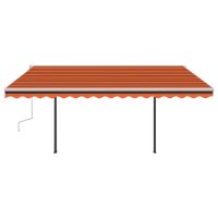 vidaXL Markis med stolpar automatisk infällbar 4,5x3,5 m orange/brun - Bild 3