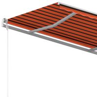 vidaXL Markis med stolpar automatisk infällbar 4,5x3,5 m orange/brun - Bild 6