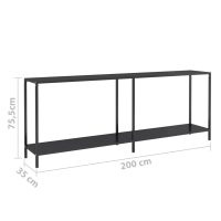 vidaXL Konsolbord svart 220x35x75,5 cm härdat glas - Bild 7