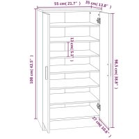 vidaXL Skoställ rökfärgad ek 55x35x108 cm konstruerat trä - Bild 9