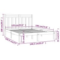 vidaXL Sängram vit massivt trä 135x190 cm - Bild 6