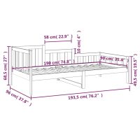 vidaXL Dagbädd utan madrass vit 90x190 cm massiv furu - Bild 11