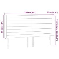 vidaXL Sänggavel med kanter svart 203x16x118/128 cm sammet - Bild 9