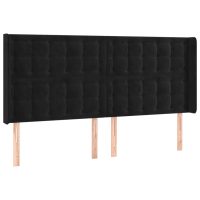 vidaXL Sänggavel med kanter svart 203x16x118/128 cm sammet - Bild 2