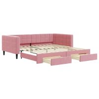 vidaXL Dagbädd utdragbar med lådor rosa 100x200 cm sammet - Bild 2