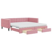 vidaXL Dagbädd utdragbar med lådor rosa 100x200 cm sammet - Bild 2