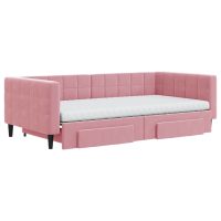 vidaXL Dagbädd utdragbar med lådor rosa 100x200 cm sammet - Bild 3