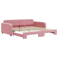 vidaXL Dagbädd utdragbar rosa 100x200 cm sammet - Bild 2